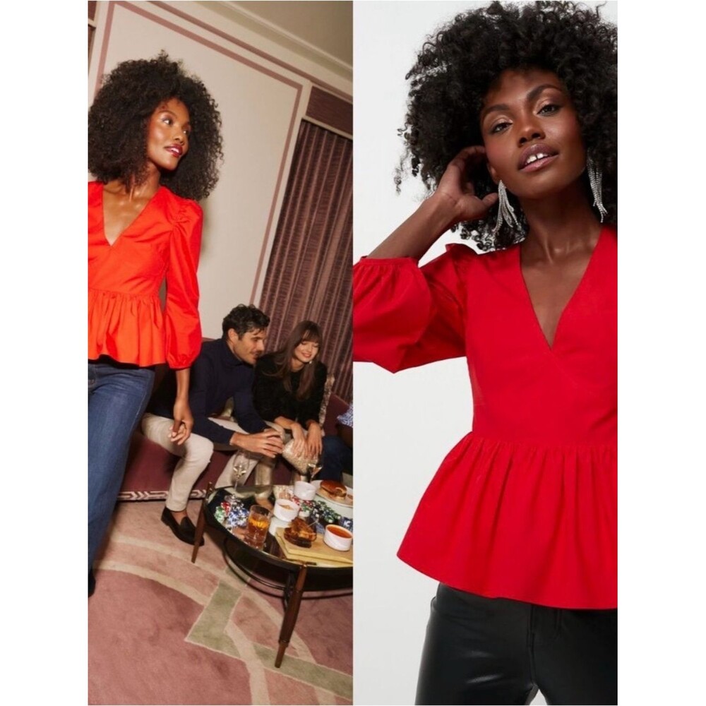 Hyacinth House Elaina Puff Sleeve Peplum Top